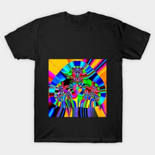 Psychedelic, Trippy, Multicolor Rounded Triangle Fractal Design T-Shirt